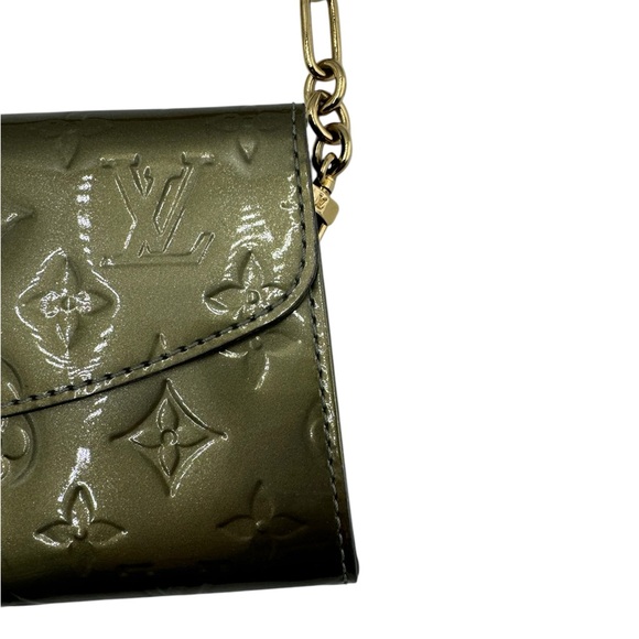 Louis Vuitton Olive Green Monogram Vernis LV Wallet On Chain Sunset Blvd Clutch - Picture 9 of 11